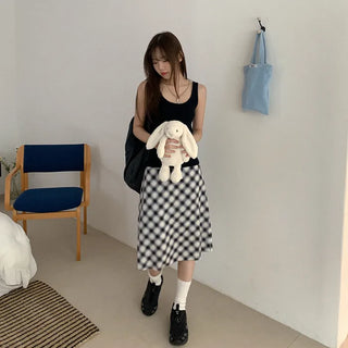 Checked midi skirt