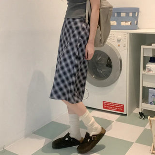Checked midi skirt