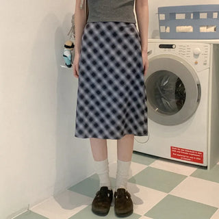 Checked midi skirt