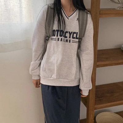 Fleece-lined V-neck sweatshirt