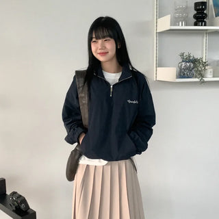 Nylon half-zip sweatshirt