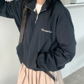 Nylon half-zip sweatshirt