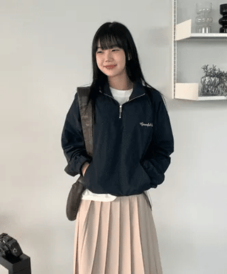 Nylon half-zip sweatshirt