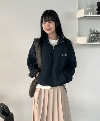 Nylon half-zip sweatshirt