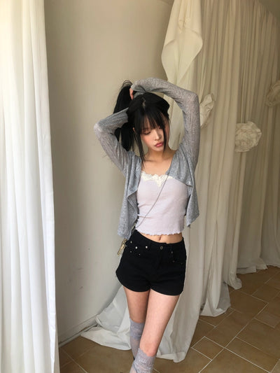 See-through ribbed cardigan