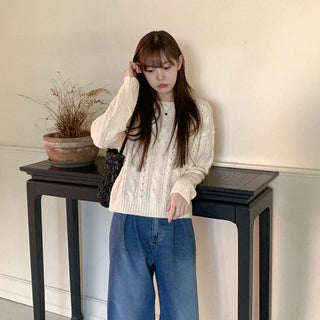 Wool twist boat neck knit