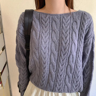 Wool twist boat neck knit