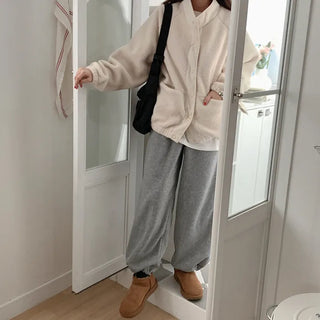 Fleece elastic waist pants