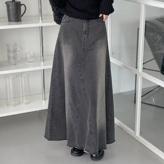 Long denim skirt