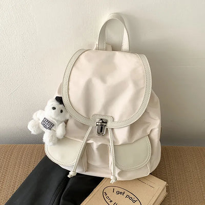 Buckle nylon string pocket daily backpack