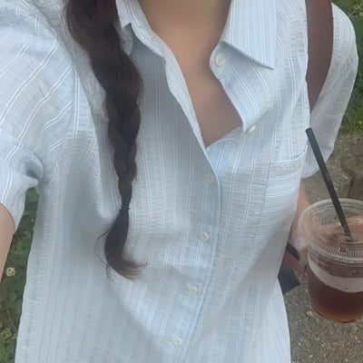 Striped Border Stitch Short-Sleeve Shirt