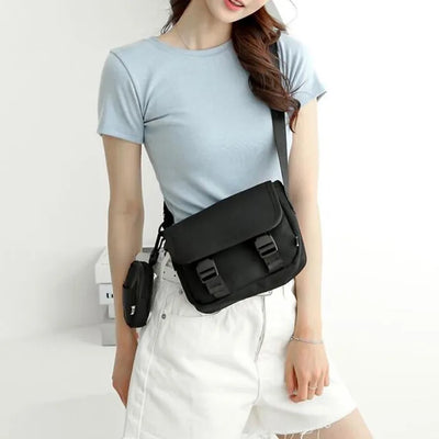 Plain double-strap mini messenger bag
