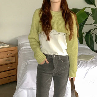 Wool eyelet bolero knit
