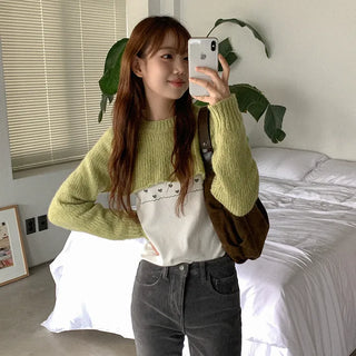 Wool eyelet bolero knit