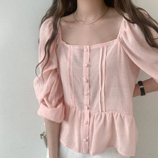 Pleated square blouse