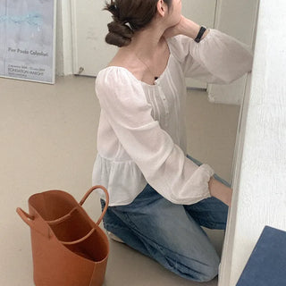 Pleated square blouse