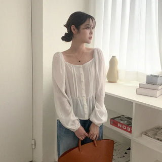 Pleated square blouse