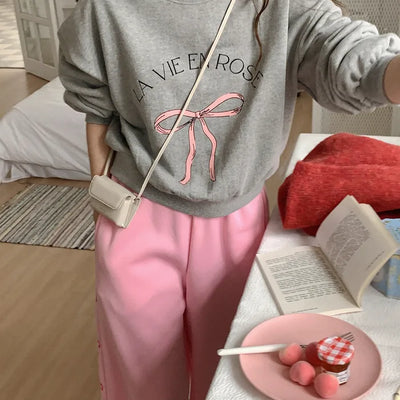 Ribbon print sweatshirt