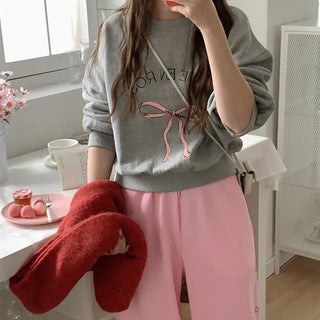 Ribbon print sweatshirt
