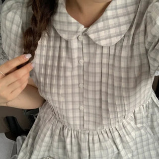 Puff check color tunic