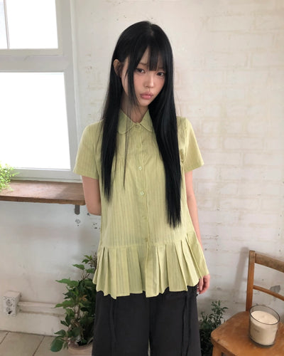 Pleated punched blouse
