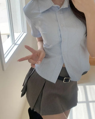 Pupa striped short-sleeve shirt blouse