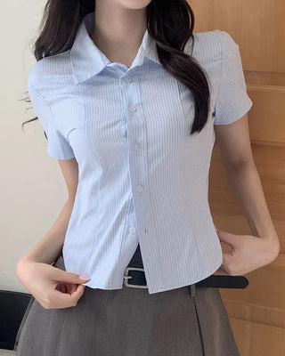 Pupa striped short-sleeve shirt blouse