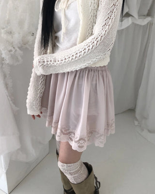 Lace satin mini skirt