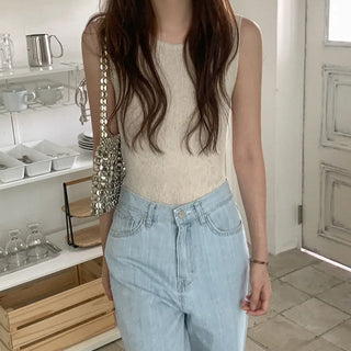 Linen slit sleeveless top