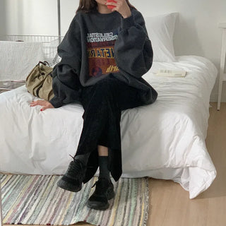 [Fleece-lined] Oversized Printed Sweatshirt