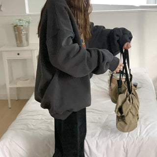 [Fleece-lined] Oversized Printed Sweatshirt
