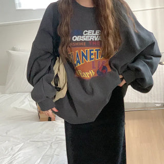 [Fleece-lined] Oversized Printed Sweatshirt