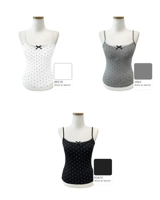 (3 colors) Sleeveless camisole with polka dot lace cups