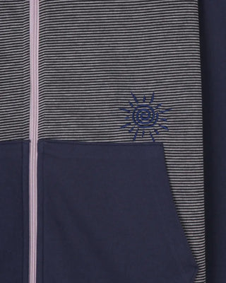(4 colors) Striped zip-up hoodie