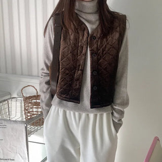 Velour quilted vest