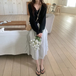 Striped long skirt