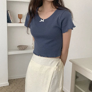 Prinze Eyelet Punching Ribbon T-Shirt