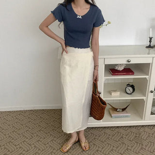Prinze Eyelet Punching Ribbon T-Shirt