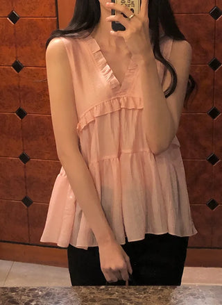 V-neck frill bustier