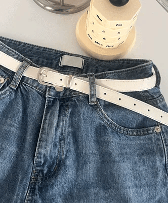 Silver buckle leather belt