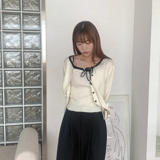 Wool cardigan & knit set