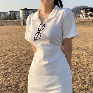 Mini collar neck short-sleeved dress