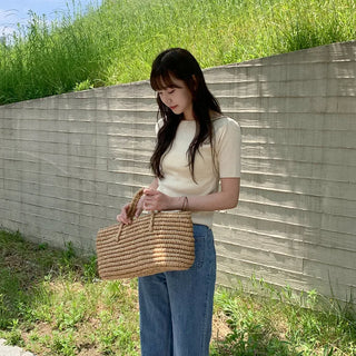 Boat neck short-sleeved knit