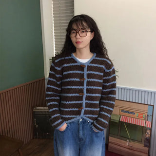 Striped wool cardigan