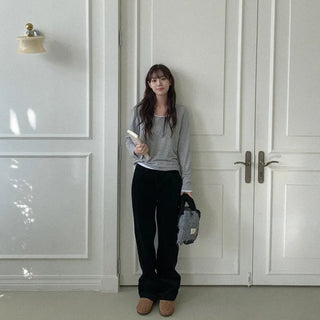 Fleece-lined corduroy pants