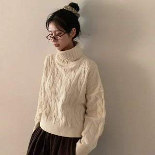 Cable turtleneck knit