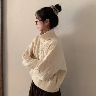 Cable turtleneck knit