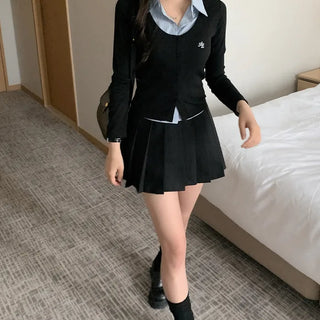 [One-piece] Striped Shirt Layered Knit