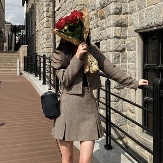 Herringbone Mini Skirt Set (2 Pieces)
