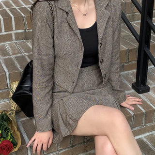 Herringbone Mini Skirt Set (2 Pieces)